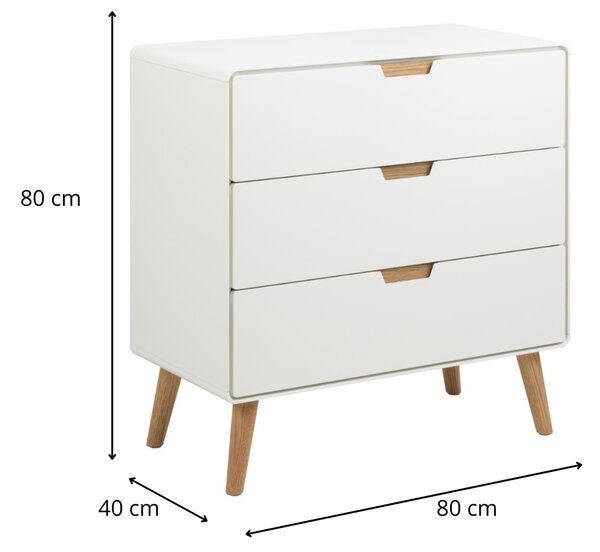 Actona Komoda Lowell 80 cm bílá/dub přírodní