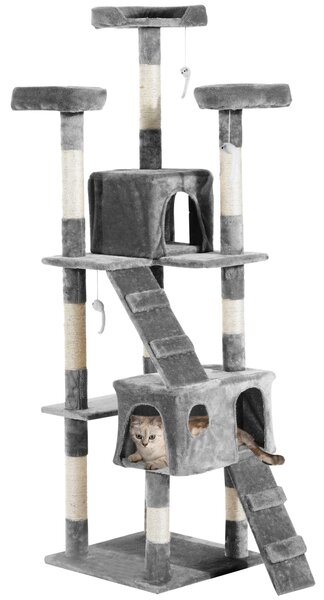 PAWHUT Kočičí strom škrabadlo XXL 49 x 173 x 49 cm šedá