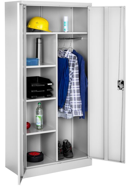 Tectake Plechová policová skříň 6 přihrádek - šedá,80 cm