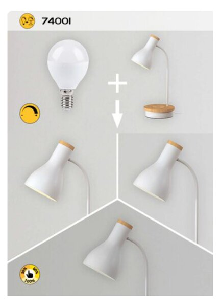 Stolní lampa MOSLEY bílá/hnědá