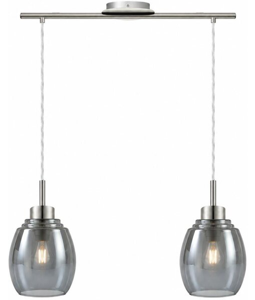 BRILAGI - LED Lustr na lanku RETRO GLASS 2xE27/60W/230V matný chrom/kouřová šedá