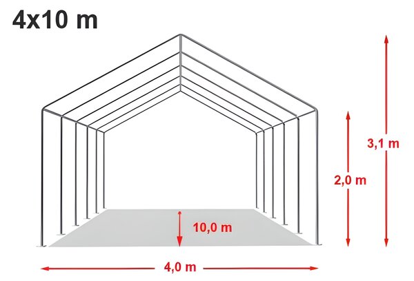 Párty stan 4x10 m STANDARD - ohnivzdorný barva Zeleno-bílá