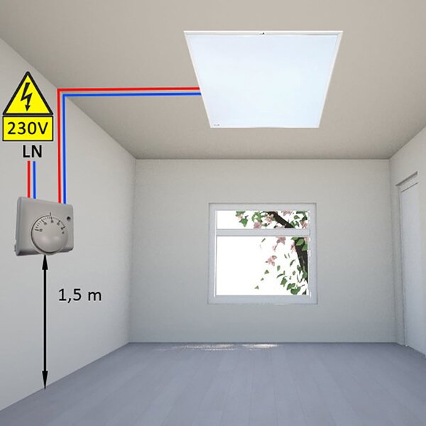 Infrapanely ElectricSun 600W bílý, elektrický ohřívač s termostatem, pro montáž na stěnu a strop, 101x60cm
