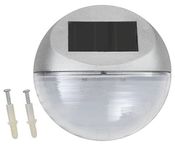 Zahradní nástěnné solární lampy LED 12 ks kulaté stříbrné