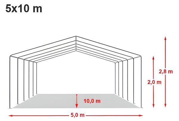 Párty stan 5x10 m STANDARD - ohnivzdorný barva Červeno-bílá