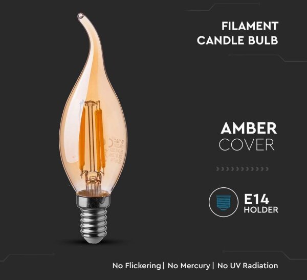 LED Žárovka FILAMENT AMBER E14/4W/230V 2200K