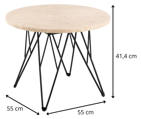 Actona Odkládací stolek Prunus 55 cm béžový mramor/černý