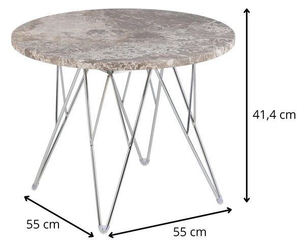 Actona Odkládací stolek Prunus 55 cm šedo-hnědý mramor/chrom