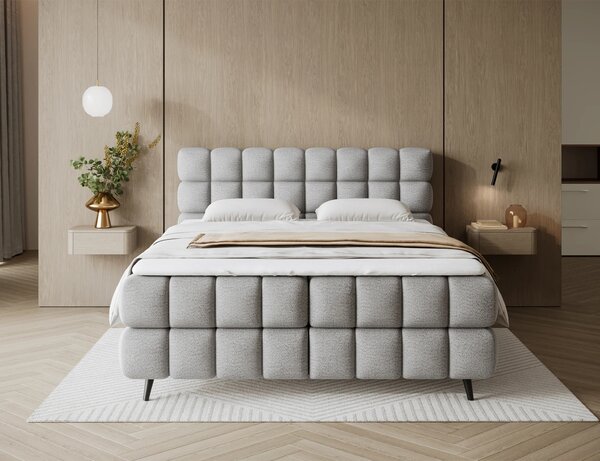 Boxspringová postel 140x200 SARVIRO - světle šedá
