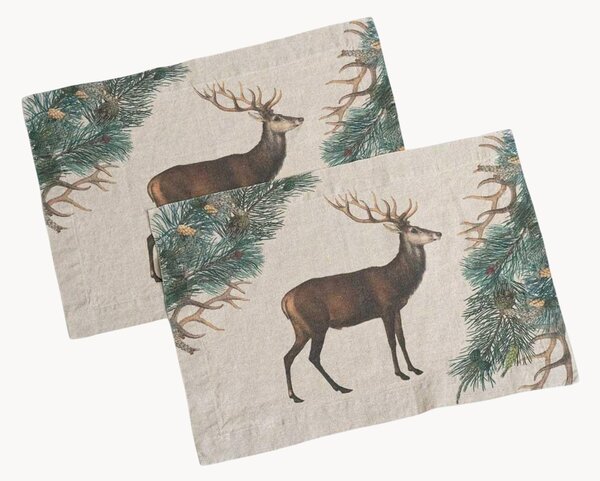 Sada prostírání ze lnu Wild Deer, 2 díly
