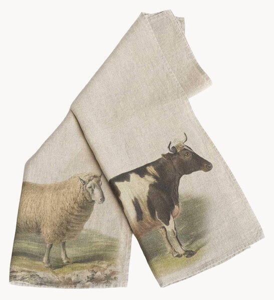 Sada lněných utěrek Sheep & Cow, 2 díly