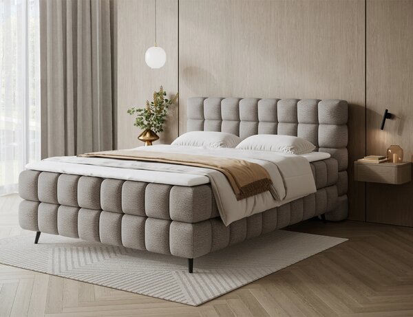 Boxspringová postel 140x200 SARVIRO - tmavě béžová