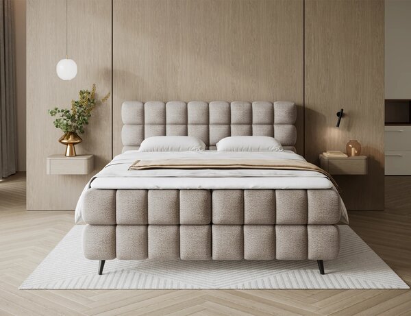 Boxspringová postel 140x200 SARVIRO - tmavě béžová