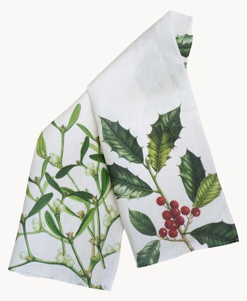 Sada lněných utěrek Holly & Mistletoe, 2 díly