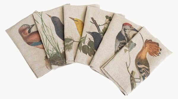 Sada lněných ubrousků Woodland Birds, 6 dílů