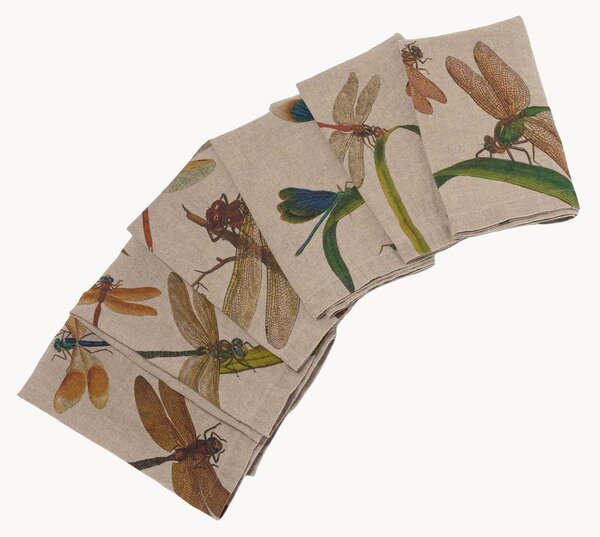 Sada lněných ubrousků Lakeside Dragonflies, 6 dílů