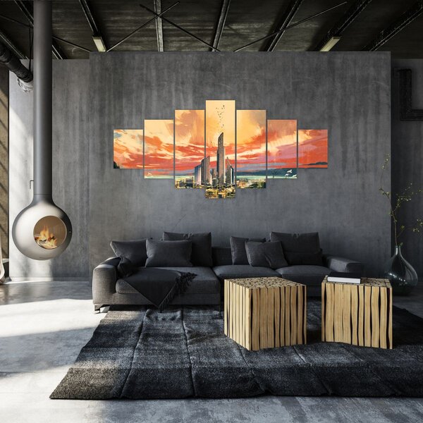 Obraz - Malované město (210x100 cm)