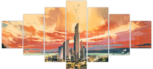 Obraz - Malované město (210x100 cm)