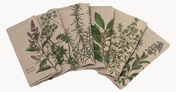 Sada lněných ubrousků Fine Herbs, 6 dílů