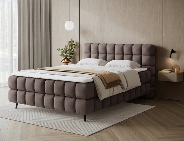Boxspringová postel 140x200 SARVIRO - tmavě hnědá