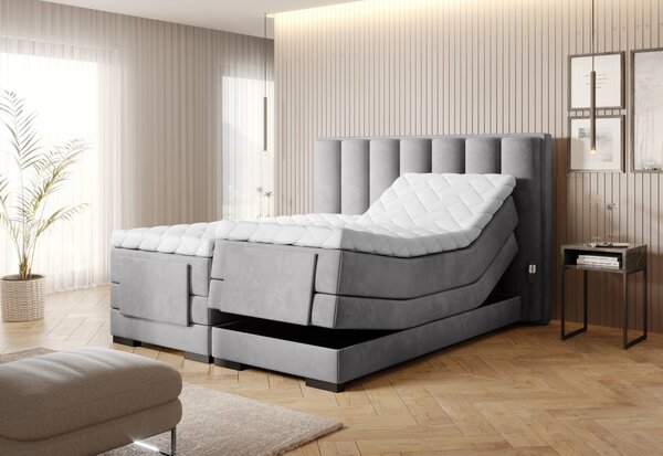 Boxspringová polohovací postel 140x200 VERION - světle šedá
