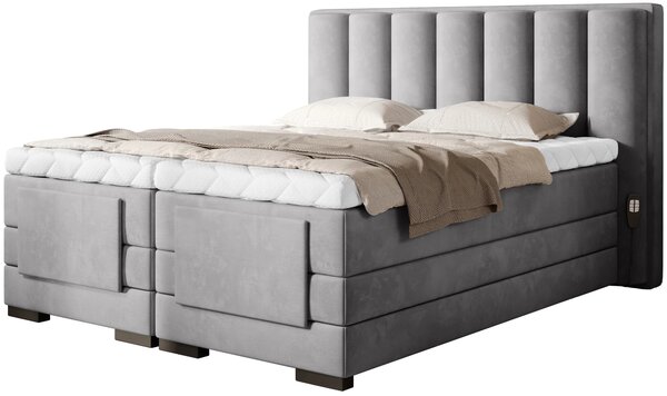Boxspringová polohovací postel 140x200 VERION - světle šedá