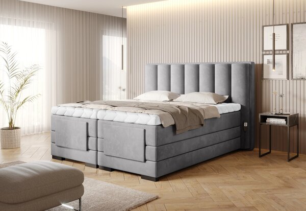 Boxspringová polohovací postel 140x200 VERION - světle šedá