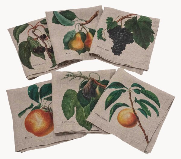 Sada lněných ubrousků Fruits, 6 dílů