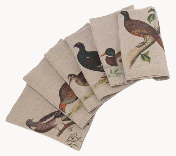 Sada lněných ubrousků Forest Birds, 6 dílů