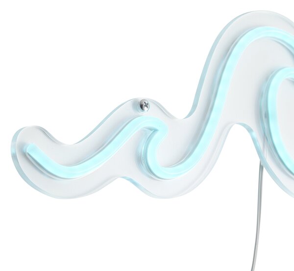 Neonová nástěnná lampa modrá vč. LED - Wave