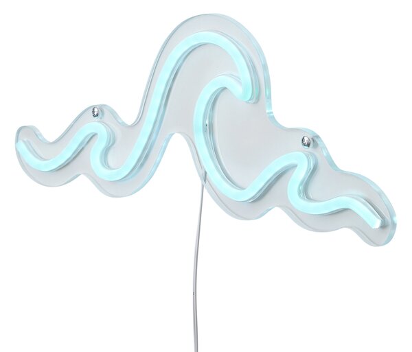 Neonová nástěnná lampa modrá vč. LED - Wave