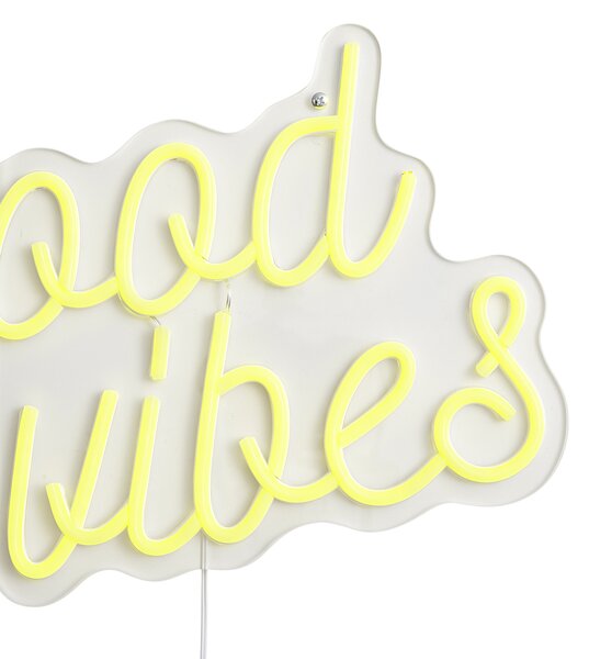 Neonové nástěnné světlo žluté vč. LED - Good Vibes
