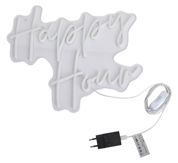 Neonové nástěnné svítidlo bílé vč. LED - Happy Hour