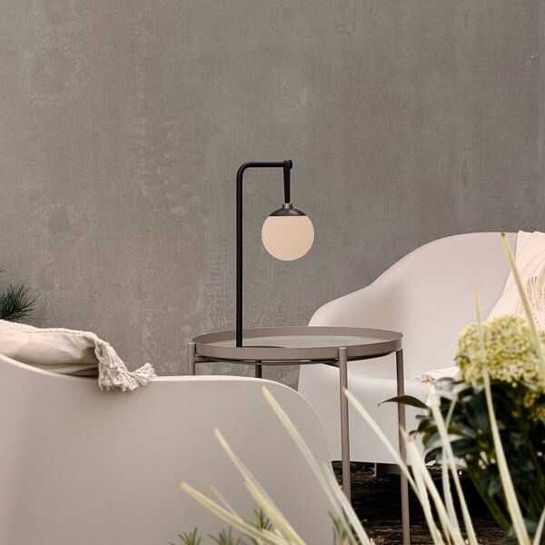 Dyberg Larsen LED dekorativní lampa na akumulátor Odin, černá/bílá, IP44, stmívatelný, Černá, Plast, Moderní