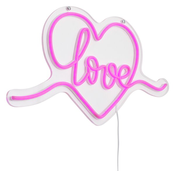 Neonové nástěnné světlo růžové vč. LED - Love