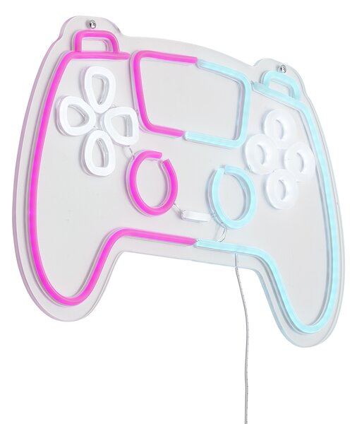 Neonová nástěnná lampa růžová s modrou včetně LED - Controller