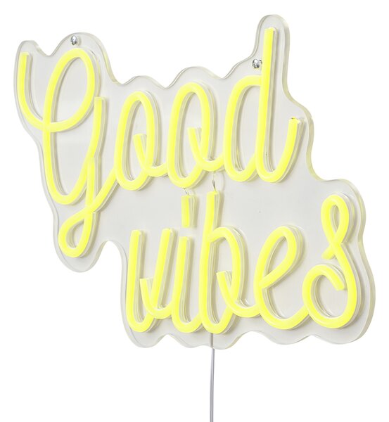 Neonové nástěnné světlo žluté vč. LED - Good Vibes