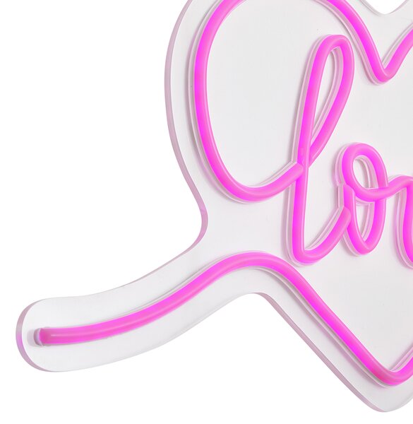 Neonové nástěnné světlo růžové vč. LED - Love