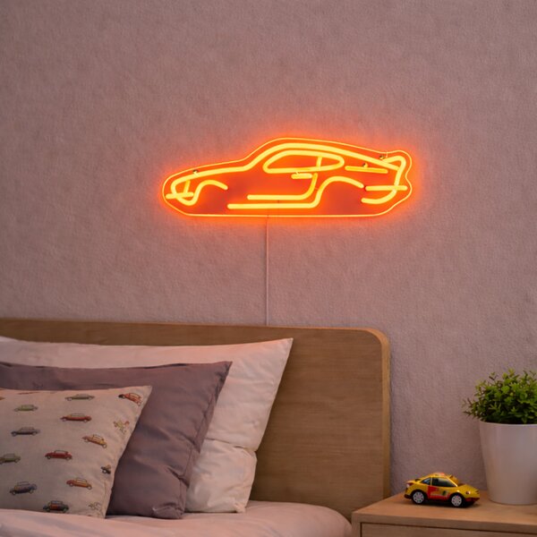 Neonová nástěnná lampa oranžová vč. LED - Auto