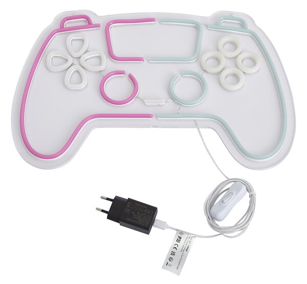 Neonová nástěnná lampa růžová s modrou včetně LED - Controller