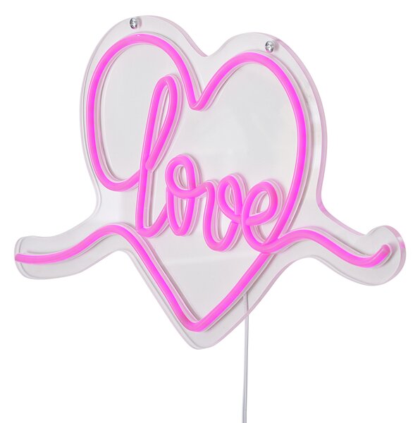 Neonové nástěnné světlo růžové vč. LED - Love