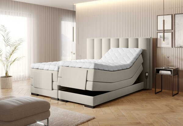 Boxspringová polohovací postel 140x200 VERION - béžová