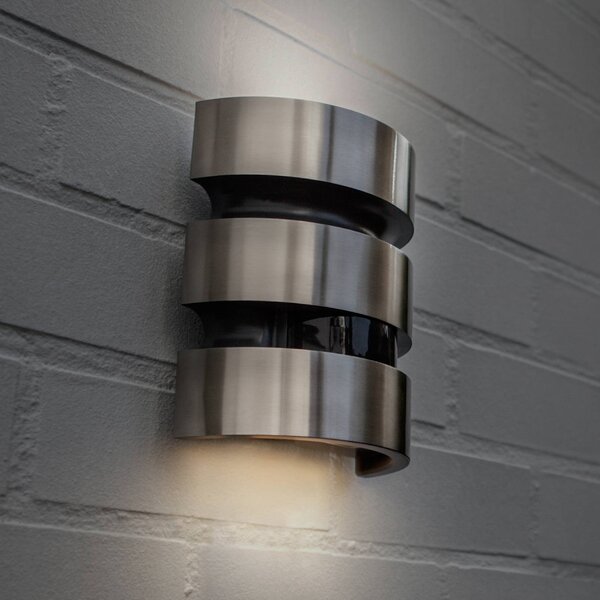 LUTEC Venkovní nástěnné svítidlo MAYA s LED a senzorem, nerezová ocel, výška 18 cm,, Hliník / šedá / zinek, Nerezová ocel, Moderní