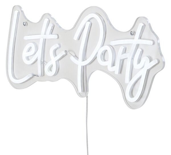 Neonová nástěnná lampa bílá vč. LED - Let's Party