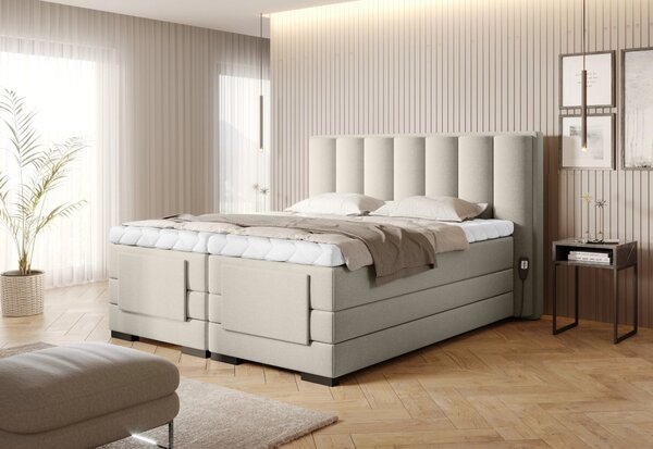 Boxspringová polohovací postel 140x200 VERION - béžová