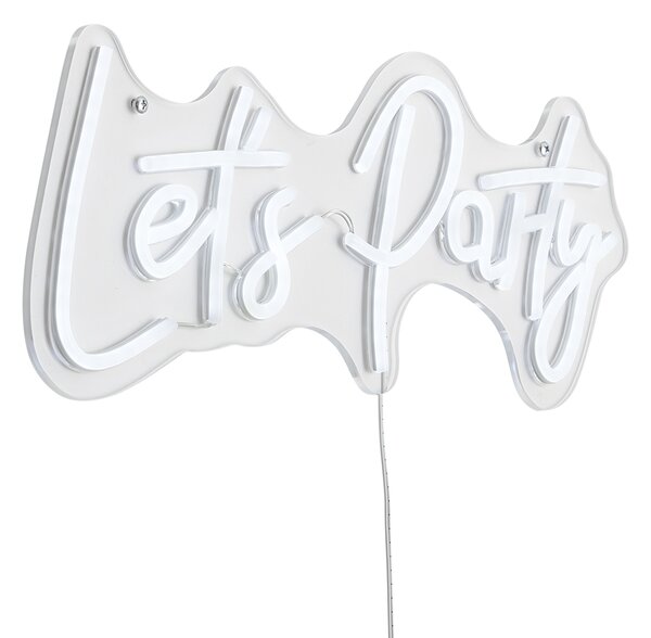 Neonová nástěnná lampa bílá vč. LED - Let's Party