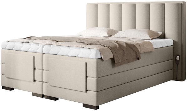 Boxspringová polohovací postel 140x200 VERION - béžová