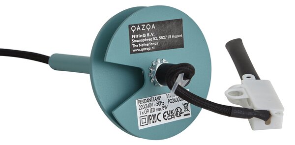 Moderní modrá závěsná lampa s integrovanou stropní deskou - Chuba