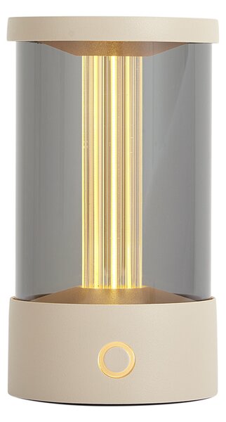 Venkovní stolní lampa béžová dobíjecí vč. nabíjecí stanice IP65 - Grill