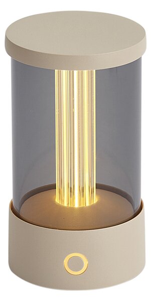 Venkovní stolní lampa béžová dobíjecí vč. nabíjecí stanice IP65 - Grill